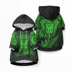 New Zealand Maori Rugby Pet Hoodie Silver Fern All Black Mix Ta Moko Green Style