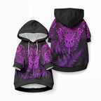 New Zealand Maori Rugby Pet Hoodie Silver Fern All Black Mix Ta Moko Purple Style