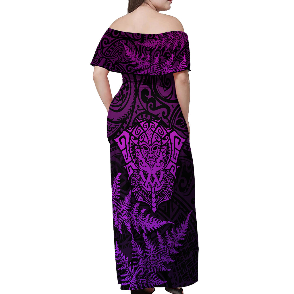 personalised-new-zealand-rugby-off-shoulder-maxi-dress-silver-fern-all-black-mix-ta-moko-purple-style