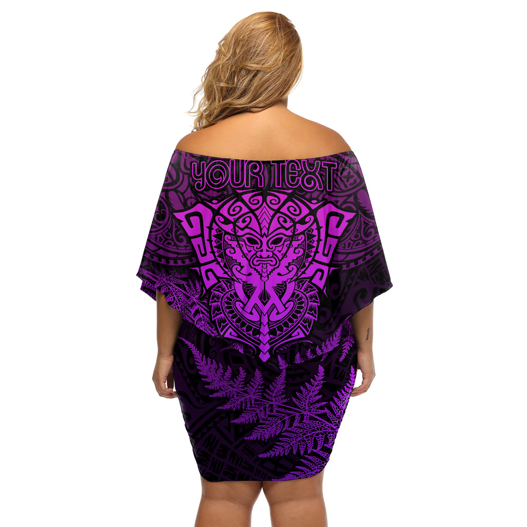 personalised-new-zealand-rugby-off-shoulder-short-dress-silver-fern-all-black-mix-ta-moko-purple-style