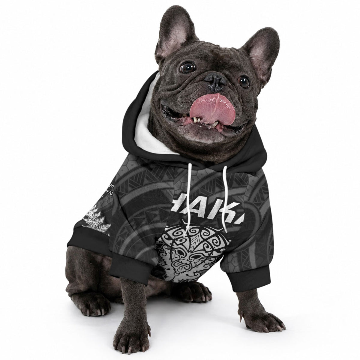 Personalised New Zealand Maori Rugby Pet Hoodie Aotearoa Ka Mate Haka All Black Mix Ta Moko White Style