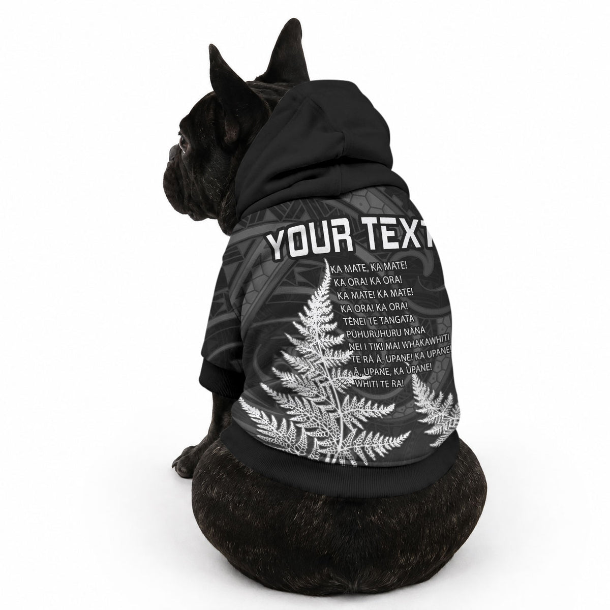 Personalised New Zealand Maori Rugby Pet Hoodie Aotearoa Ka Mate Haka All Black Mix Ta Moko White Style