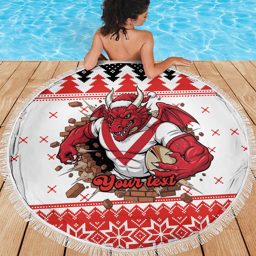 Illawarra Dragons Fire Personalised Beach Blanket Christmas Rugby League Spirit - Aussie Hoodie