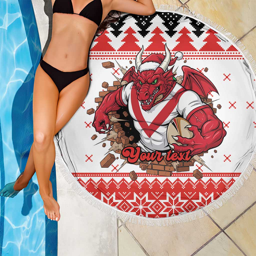 Illawarra Dragons Fire Personalised Beach Blanket Christmas Rugby League Spirit - Aussie Hoodie