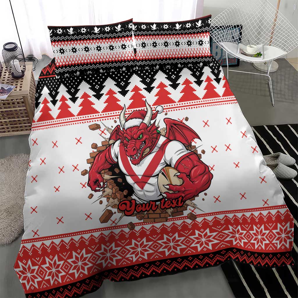 Illawarra Dragons Fire Personalised Bedding Set Christmas Rugby League Spirit - Aussie Hoodie