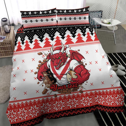 Illawarra Dragons Fire Personalised Bedding Set Christmas Rugby League Spirit - Aussie Hoodie