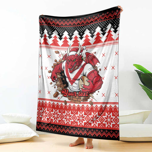 Illawarra Dragons Fire Personalised Blanket Christmas Rugby League Spirit - Aussie Hoodie