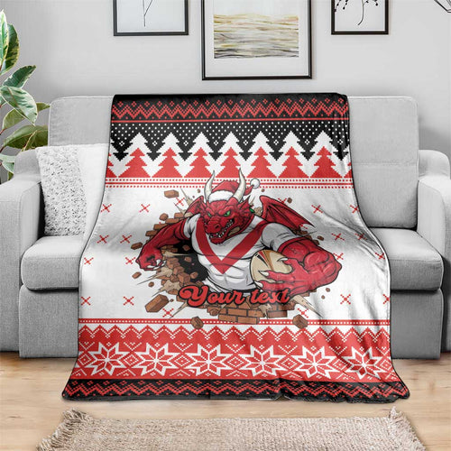 Illawarra Dragons Fire Personalised Blanket Christmas Rugby League Spirit - Aussie Hoodie