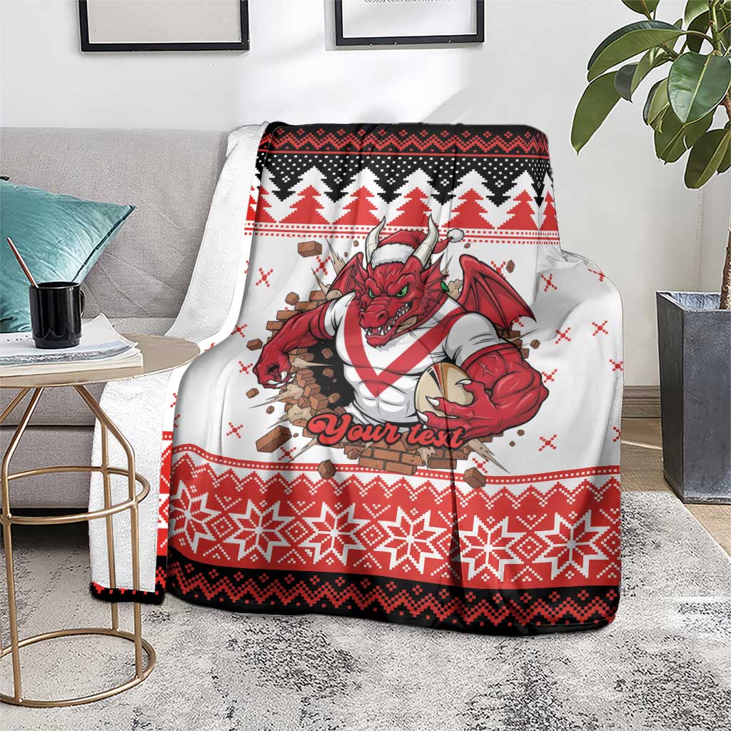 Illawarra Dragons Fire Personalised Blanket Christmas Rugby League Spirit - Aussie Hoodie