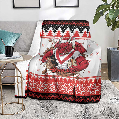 Illawarra Dragons Fire Personalised Blanket Christmas Rugby League Spirit - Aussie Hoodie
