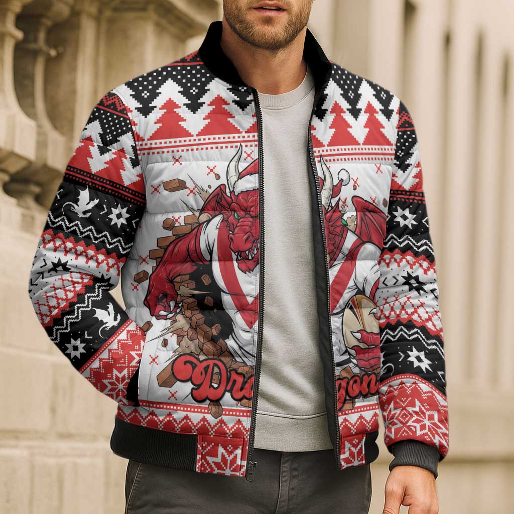 Illawarra Dragons Fire Personalised Bomber Puffer Jacket Christmas Rugby League Spirit - Aussie Hoodie