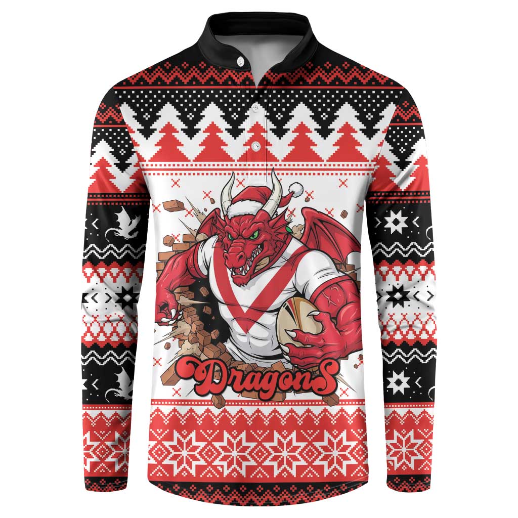 Illawarra Dragons Fire Personalised Button Sweatshirt Christmas Rugby League Spirit - Aussie Hoodie