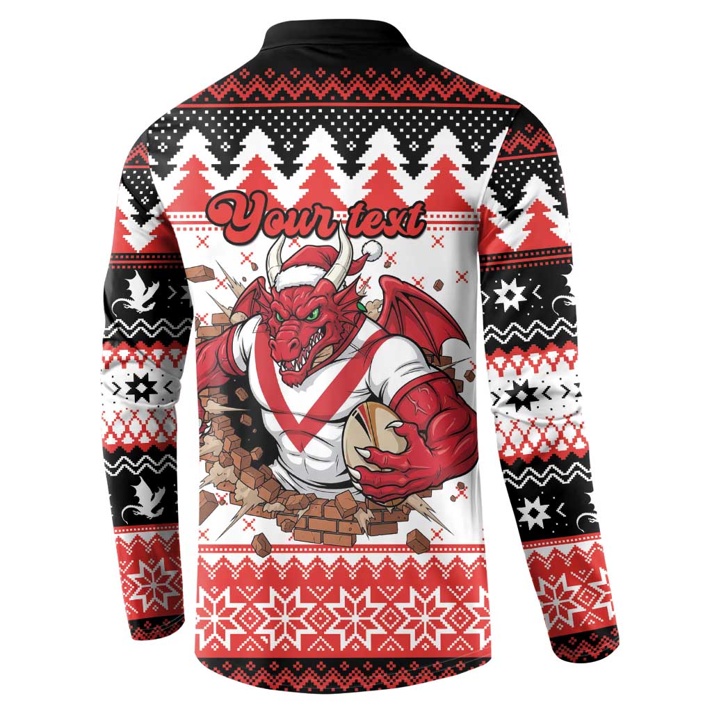 Illawarra Dragons Fire Personalised Button Sweatshirt Christmas Rugby League Spirit - Aussie Hoodie