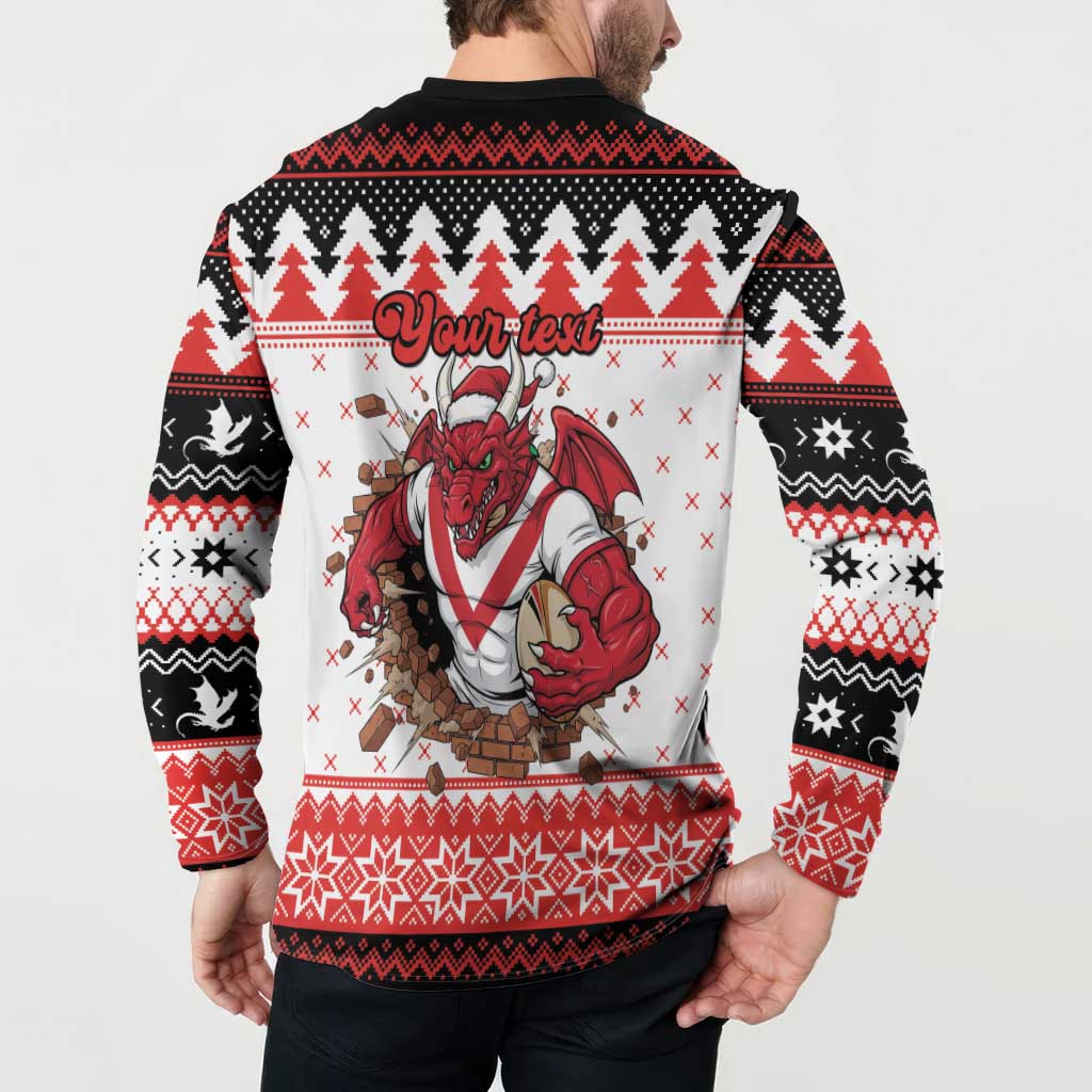 Illawarra Dragons Fire Personalised Button Sweatshirt Christmas Rugby League Spirit - Aussie Hoodie