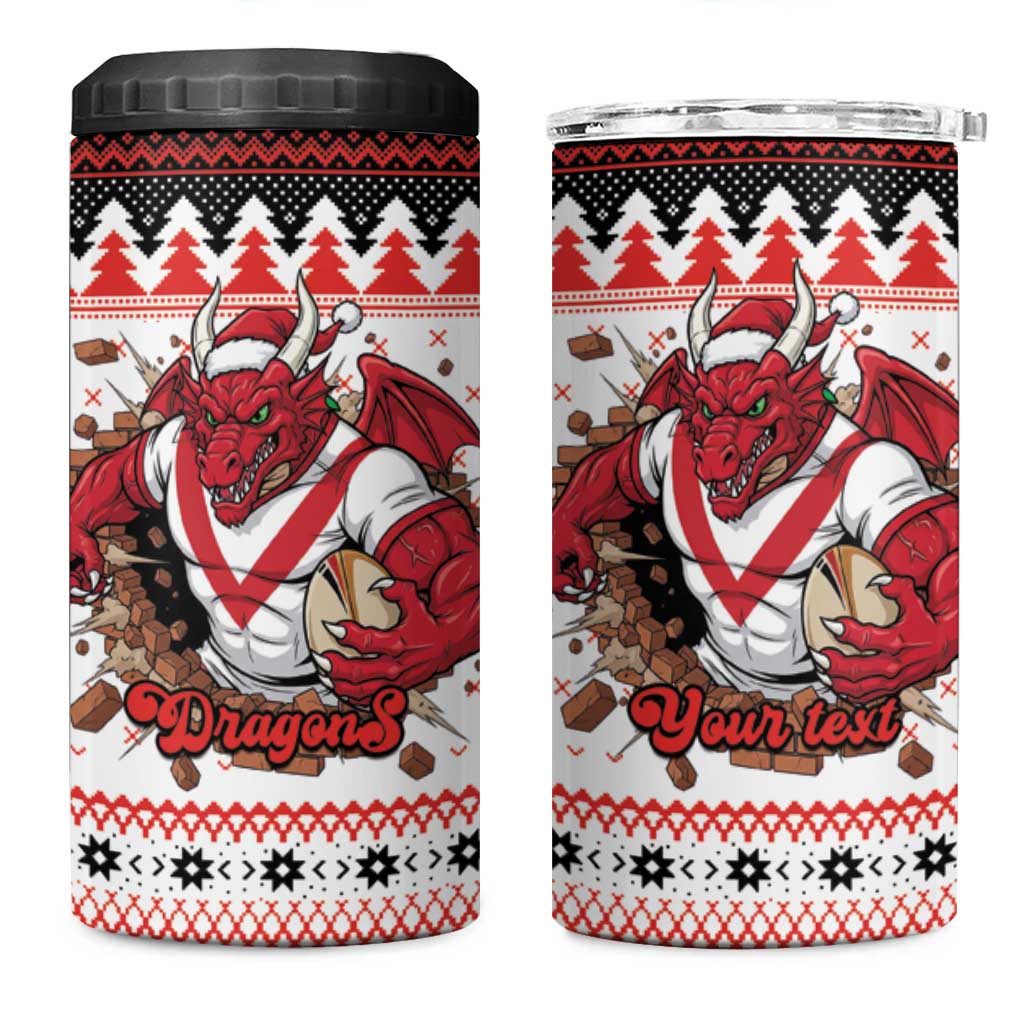 Illawarra Dragons Fire Personalised 4 in 1 Can Cooler Tumbler Christmas Rugby League Spirit - Aussie Hoodie