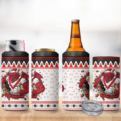 Illawarra Dragons Fire Personalised 4 in 1 Can Cooler Tumbler Christmas Rugby League Spirit - Aussie Hoodie