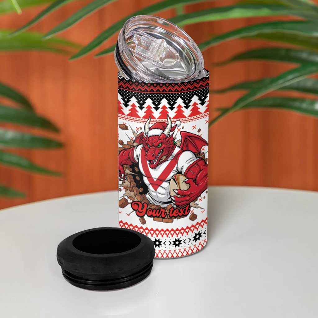 Illawarra Dragons Fire Personalised 4 in 1 Can Cooler Tumbler Christmas Rugby League Spirit - Aussie Hoodie