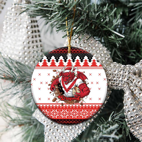 Illawarra Dragons Fire Personalised Ceramic Ornament Christmas Rugby League Spirit - Aussie Hoodie