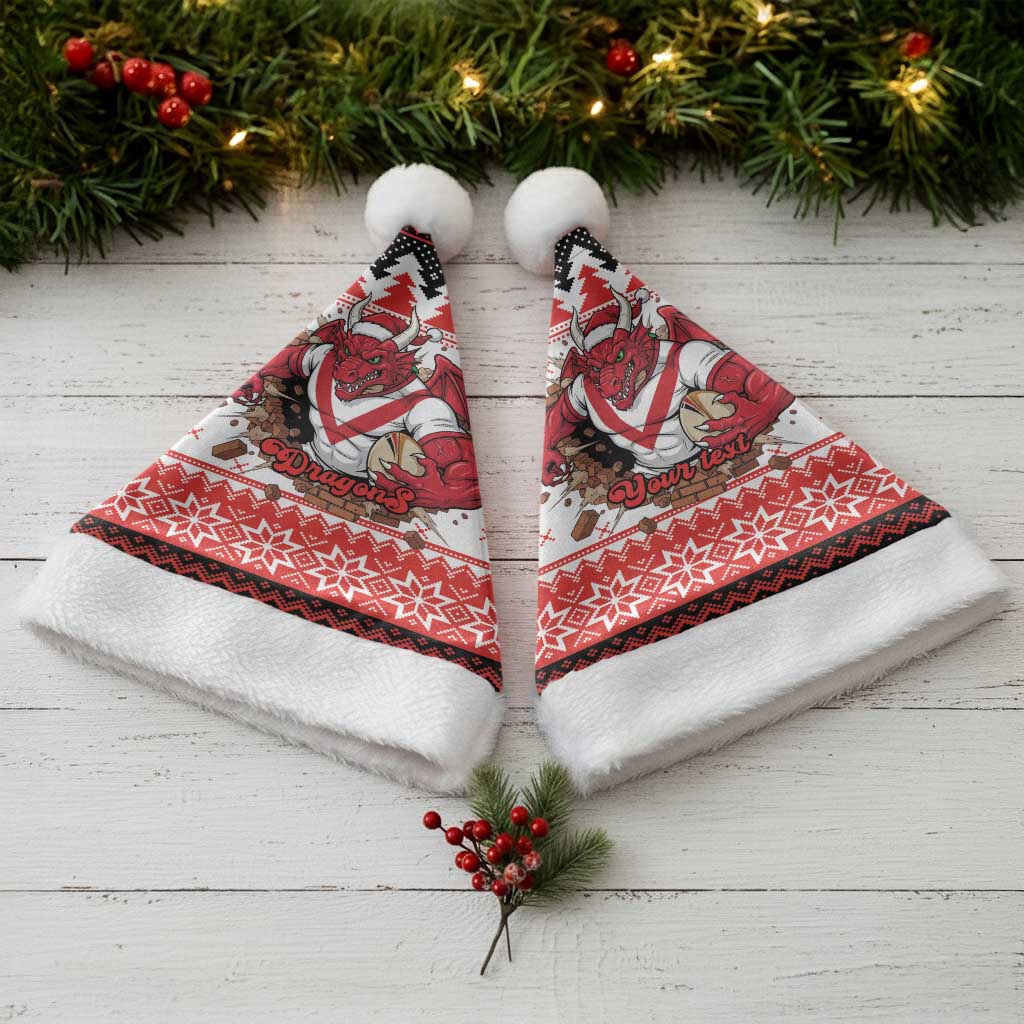 Illawarra Dragons Fire Personalised Christmas Santa Hat Christmas Rugby League Spirit - Aussie Hoodie