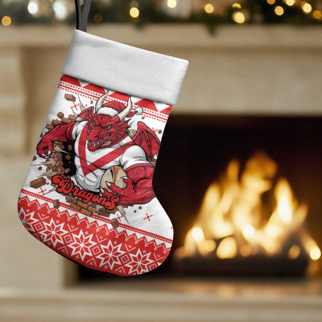 Illawarra Dragons Fire Personalised Christmas Stocking Christmas Rugby League Spirit - Aussie Hoodie