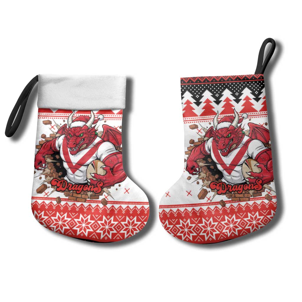 Illawarra Dragons Fire Personalised Christmas Stocking Christmas Rugby League Spirit - Aussie Hoodie