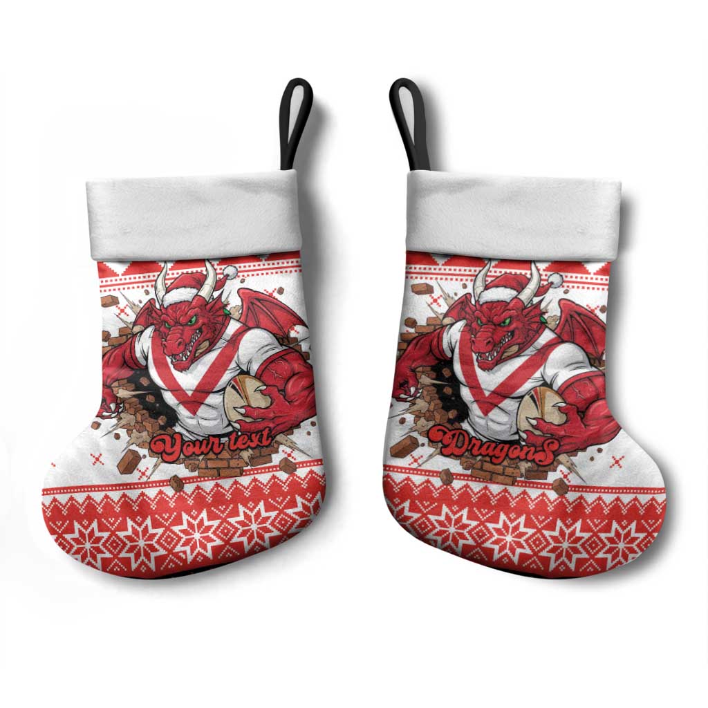Illawarra Dragons Fire Personalised Christmas Stocking Christmas Rugby League Spirit - Aussie Hoodie