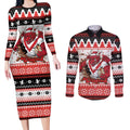 Illawarra Dragons Fire Personalised Couples Matching Long Sleeve Bodycon Dress and Long Sleeve Button Shirt Christmas Rugby League Spirit - Aussie Hoodie
