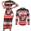 Illawarra Dragons Fire Personalised Couples Matching Short Sleeve Bodycon Dress and Long Sleeve Button Shirt Christmas Rugby League Spirit - Aussie Hoodie