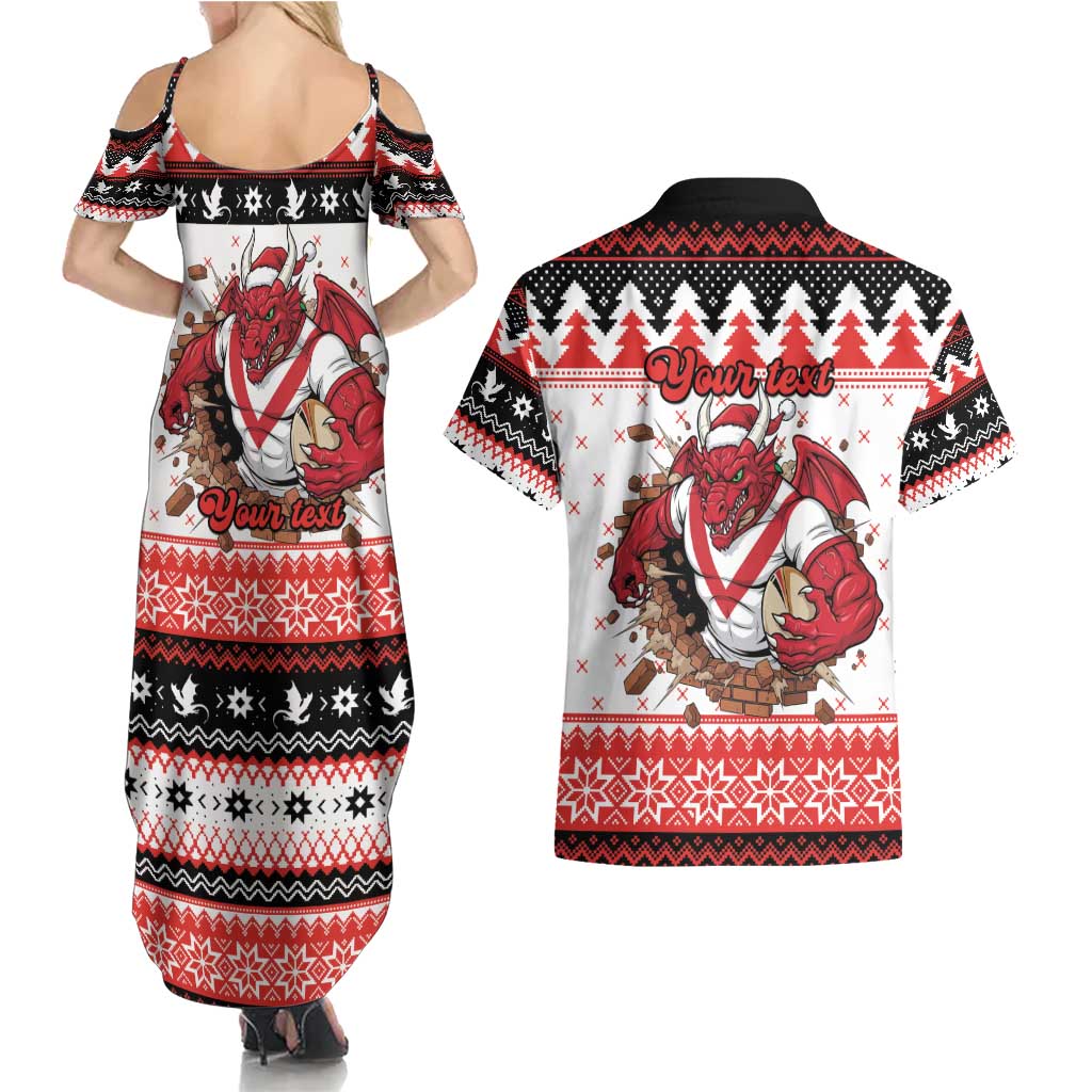 Illawarra Dragons Fire Personalised Couples Matching Summer Maxi Dress and Hawaiian Shirt Christmas Rugby League Spirit - Aussie Hoodie