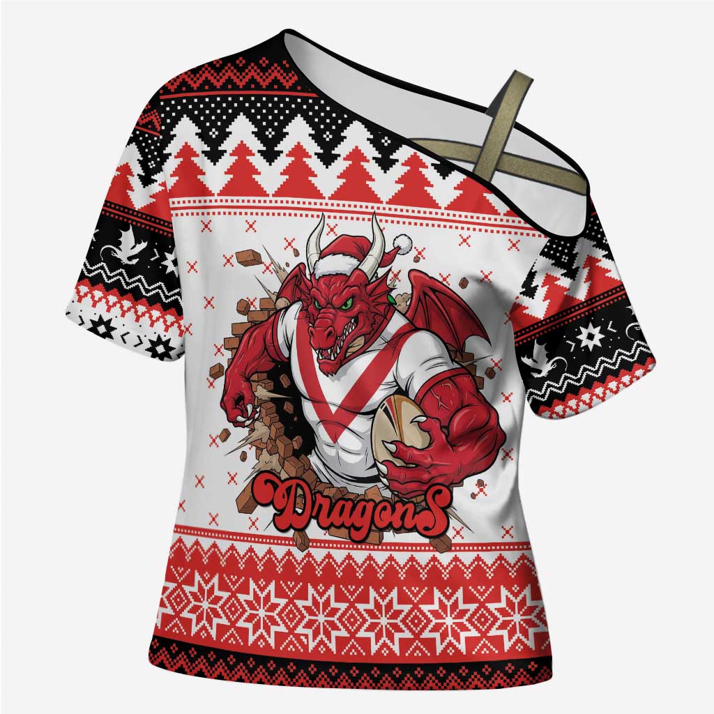 Illawarra Dragons Fire Personalised Cross Shoulder Shirt Christmas Rugby League Spirit - Aussie Hoodie