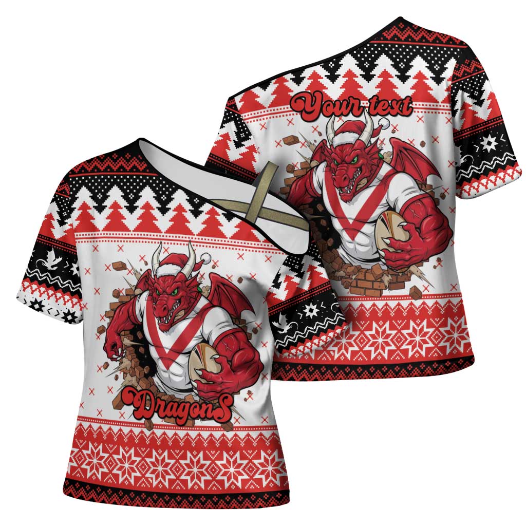 Illawarra Dragons Fire Personalised Cross Shoulder Shirt Christmas Rugby League Spirit - Aussie Hoodie