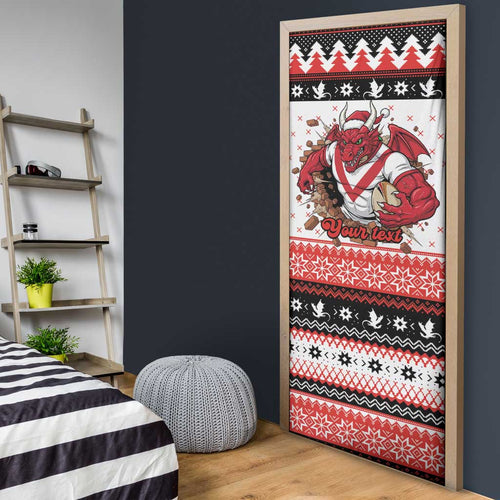 Illawarra Dragons Fire Personalised Door Cover Christmas Rugby League Spirit - Aussie Hoodie