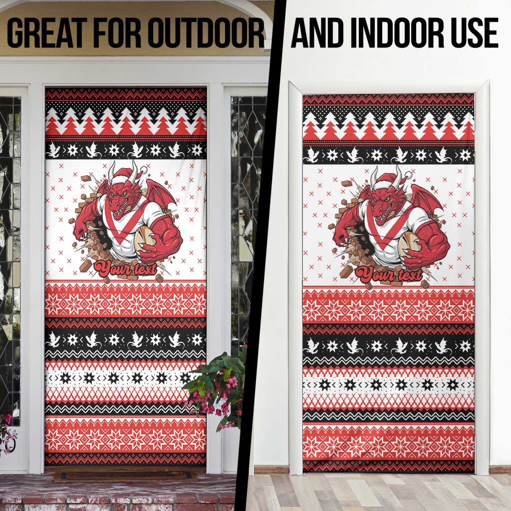 Illawarra Dragons Fire Personalised Door Cover Christmas Rugby League Spirit - Aussie Hoodie