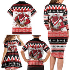 Illawarra Dragons Fire Personalised Family Matching Long Sleeve Bodycon Dress and Hawaiian Shirt Christmas Rugby League Spirit - Aussie Hoodie