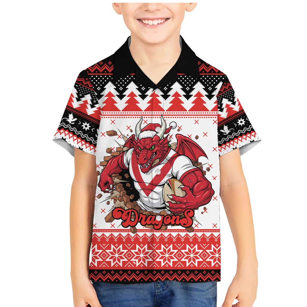 Illawarra Dragons Fire Personalised Family Matching Mermaid Dress and Hawaiian Shirt Christmas Rugby League Spirit - Aussie Hoodie