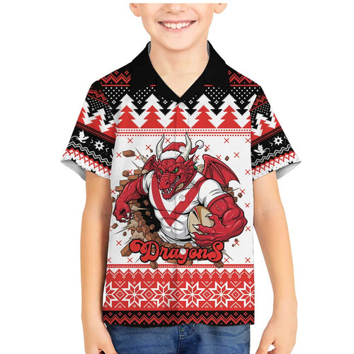Illawarra Dragons Fire Personalised Family Matching Mermaid Dress and Hawaiian Shirt Christmas Rugby League Spirit - Aussie Hoodie
