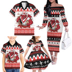 Illawarra Dragons Fire Personalised Family Matching Off The Shoulder Long Sleeve Dress and Hawaiian Shirt Christmas Rugby League Spirit - Aussie Hoodie