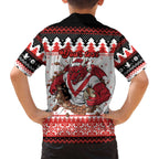 Illawarra Dragons Fire Personalised Family Matching Off The Shoulder Long Sleeve Dress and Hawaiian Shirt Christmas Rugby League Spirit - Aussie Hoodie