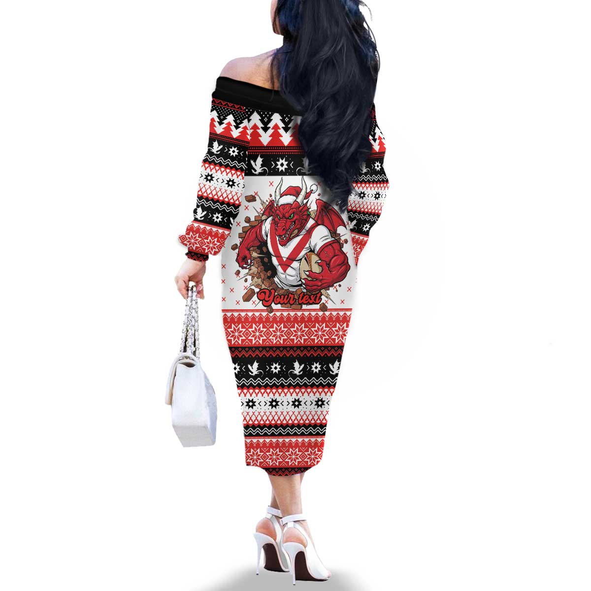 Illawarra Dragons Fire Personalised Family Matching Off The Shoulder Long Sleeve Dress and Hawaiian Shirt Christmas Rugby League Spirit - Aussie Hoodie
