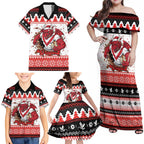 Illawarra Dragons Fire Personalised Family Matching Off Shoulder Maxi Dress and Hawaiian Shirt Christmas Rugby League Spirit - Aussie Hoodie