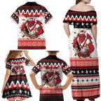 Illawarra Dragons Fire Personalised Family Matching Off Shoulder Maxi Dress and Hawaiian Shirt Christmas Rugby League Spirit - Aussie Hoodie
