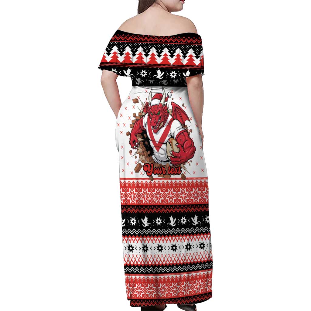 Illawarra Dragons Fire Personalised Family Matching Off Shoulder Maxi Dress and Hawaiian Shirt Christmas Rugby League Spirit - Aussie Hoodie