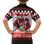 Illawarra Dragons Fire Personalised Family Matching Off Shoulder Short Dress and Hawaiian Shirt Christmas Rugby League Spirit - Aussie Hoodie