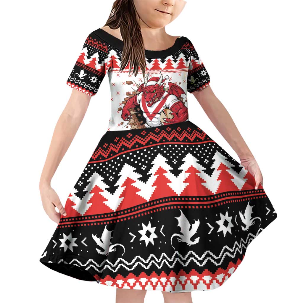 Illawarra Dragons Fire Personalised Family Matching Off Shoulder Short Dress and Hawaiian Shirt Christmas Rugby League Spirit - Aussie Hoodie