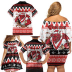 Illawarra Dragons Fire Personalised Family Matching Off Shoulder Short Dress and Hawaiian Shirt Christmas Rugby League Spirit - Aussie Hoodie