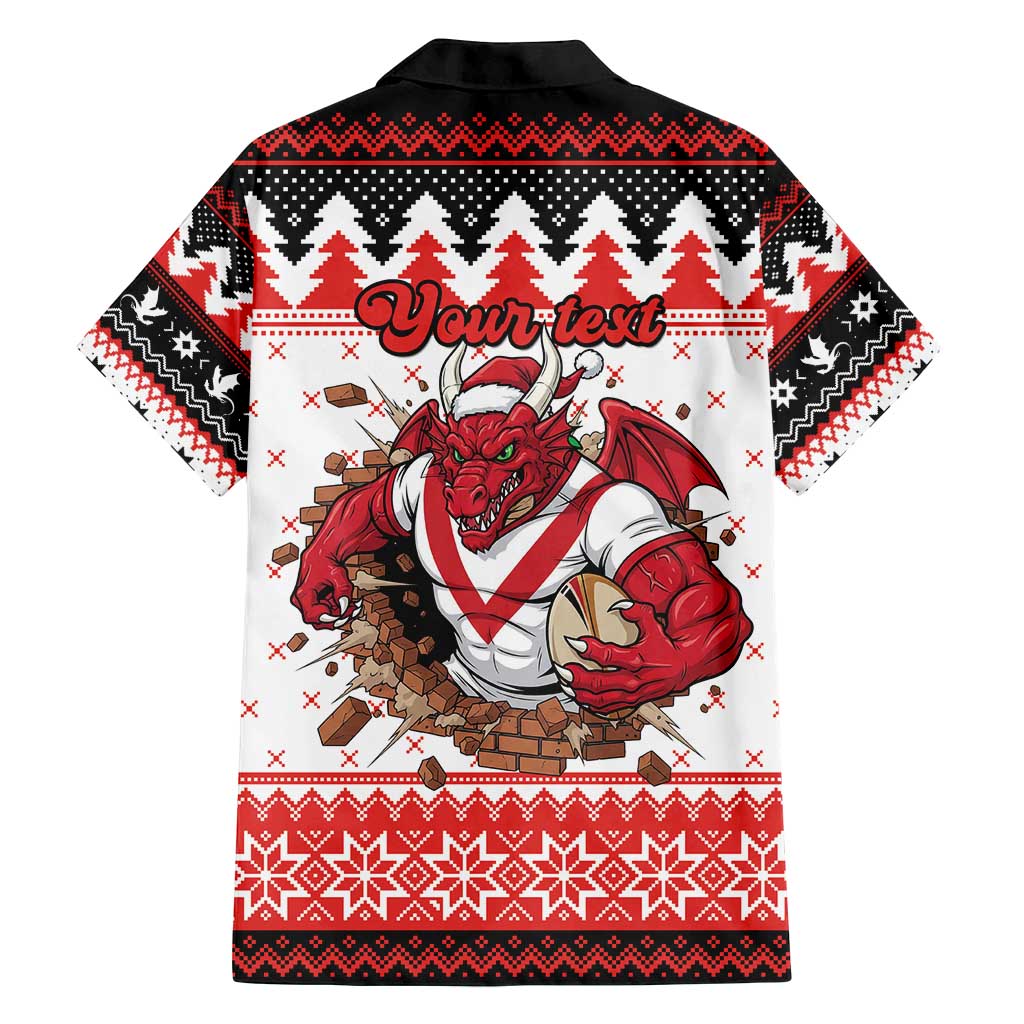 Illawarra Dragons Fire Personalised Family Matching Off Shoulder Short Dress and Hawaiian Shirt Christmas Rugby League Spirit - Aussie Hoodie