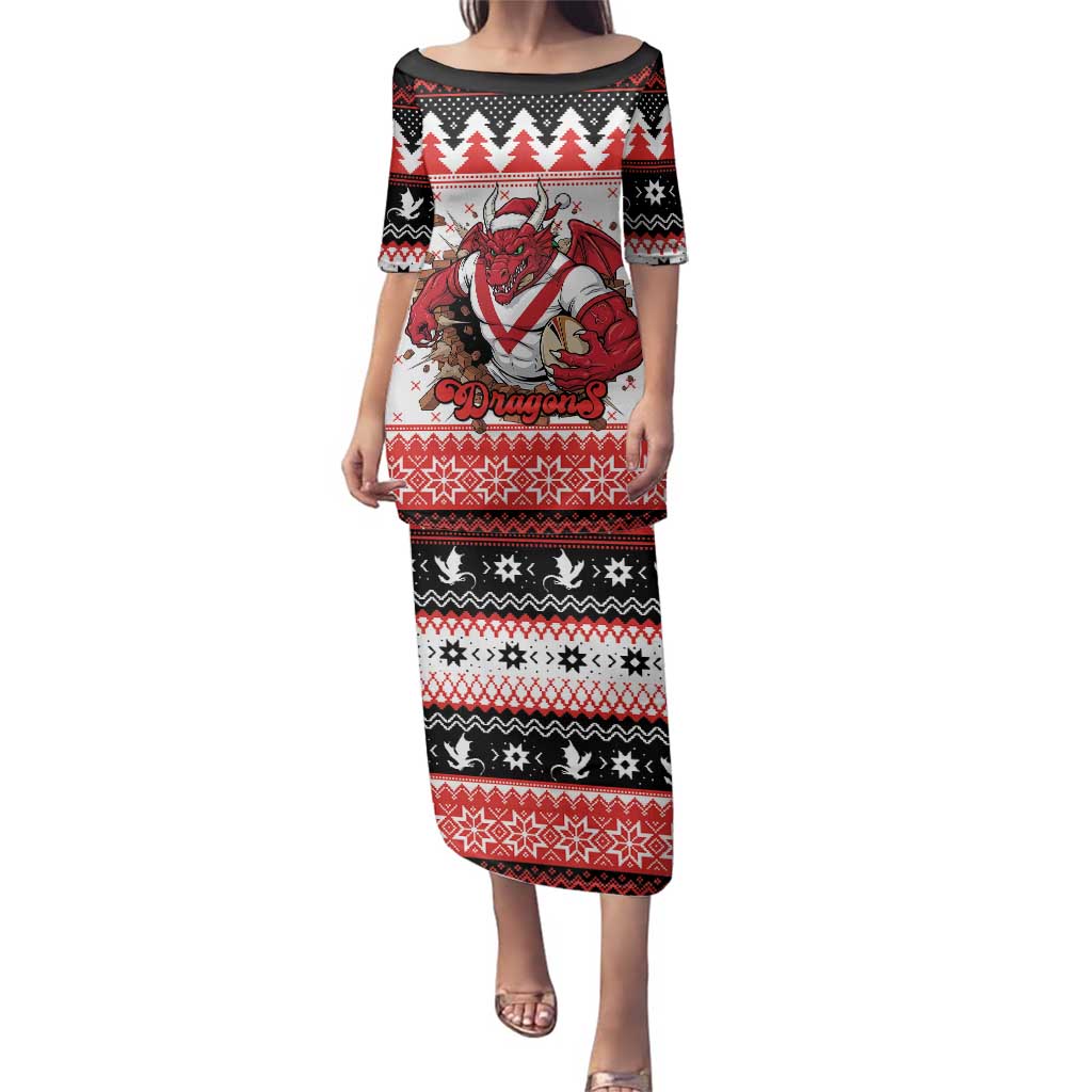 Illawarra Dragons Fire Personalised Family Matching Puletasi and Hawaiian Shirt Christmas Rugby League Spirit - Aussie Hoodie
