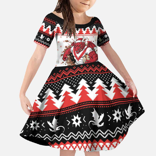 Illawarra Dragons Fire Personalised Family Matching Short Sleeve Bodycon Dress and Hawaiian Shirt Christmas Rugby League Spirit - Aussie Hoodie