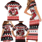 Illawarra Dragons Fire Personalised Family Matching Short Sleeve Bodycon Dress and Hawaiian Shirt Christmas Rugby League Spirit - Aussie Hoodie