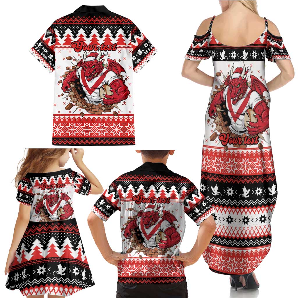 Illawarra Dragons Fire Personalised Family Matching Summer Maxi Dress and Hawaiian Shirt Christmas Rugby League Spirit - Aussie Hoodie